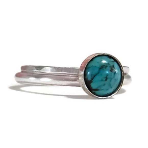 Moodtherapy | Jewelry | 925 Sterling Silver Turquoise Stacking Ring Set ...